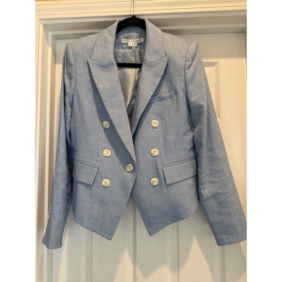 Veronica Beard Jackets & Blazers - Veronica Beard Diego Linen Dickey Blazer Size 10 in Lake Blue